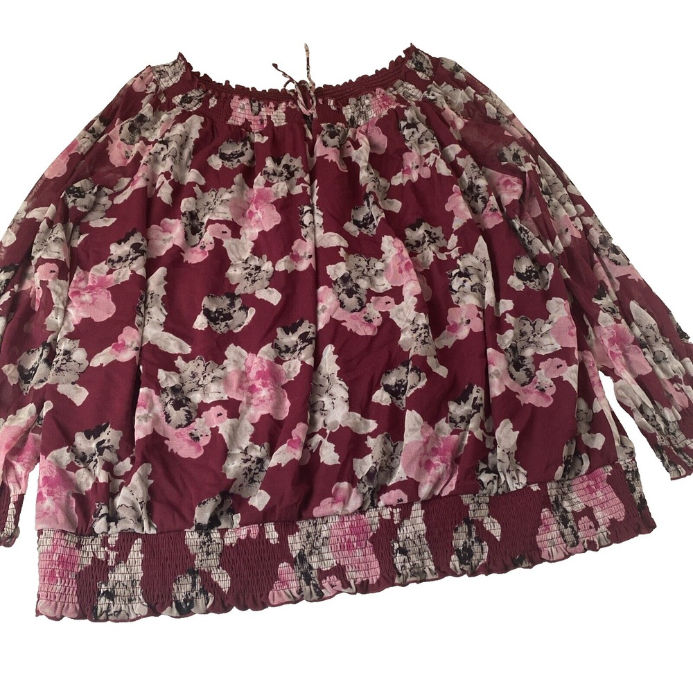Inc International Concepts Womens 3X Floral Blouse top off the shoulder elastic